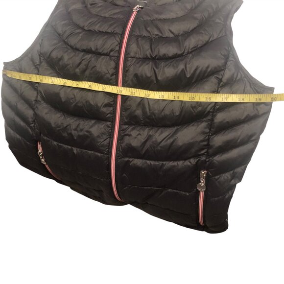BERNARDO Black Puffer Down Filler Back Cinched Waist Peplum Ruffle Vest Sz M - Picture 7 of 7